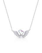Silver Eternal Love Swans Pendant Necklace