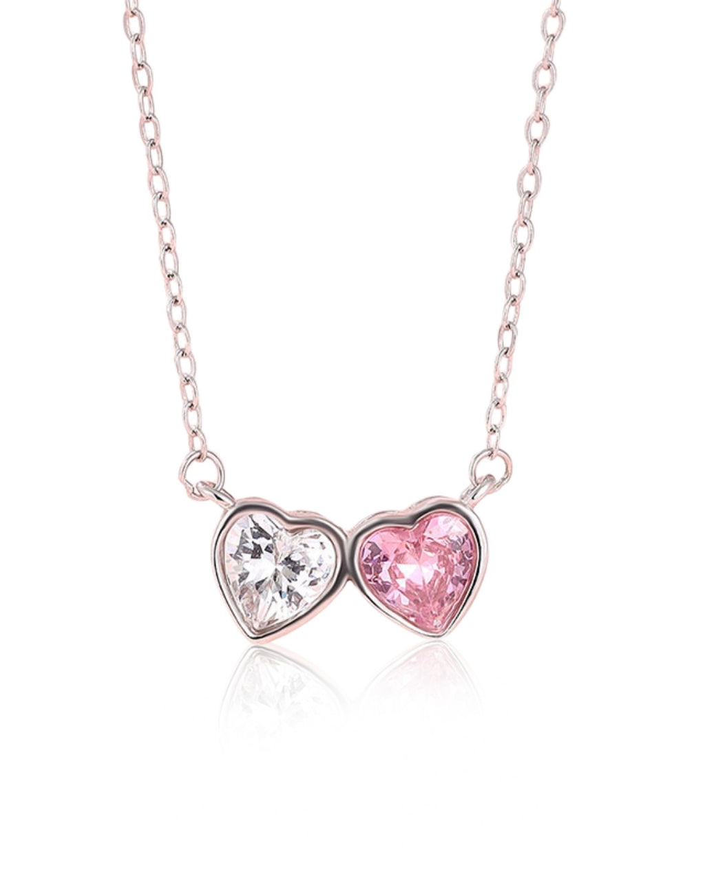 Silver Eternal Love Twin Heart Pendant Necklace