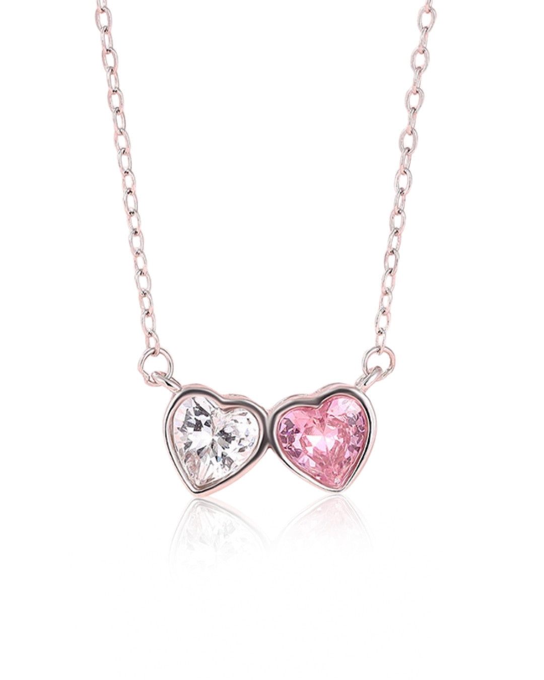 Silver Eternal Love Twin Heart Pendant Necklace
