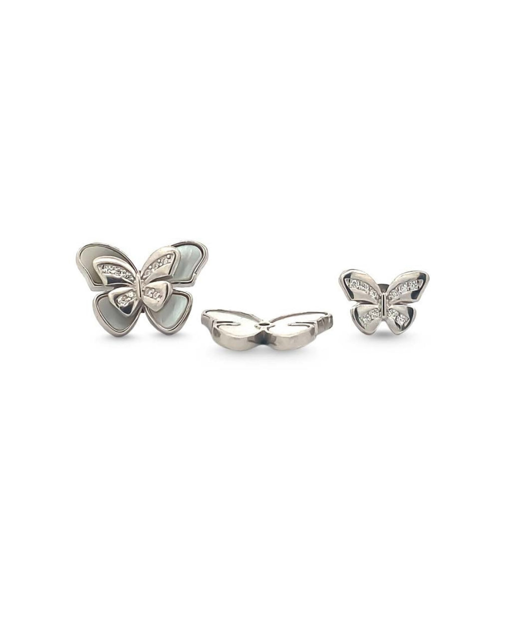 Silver Ethereal Butterfly Charm Earrings