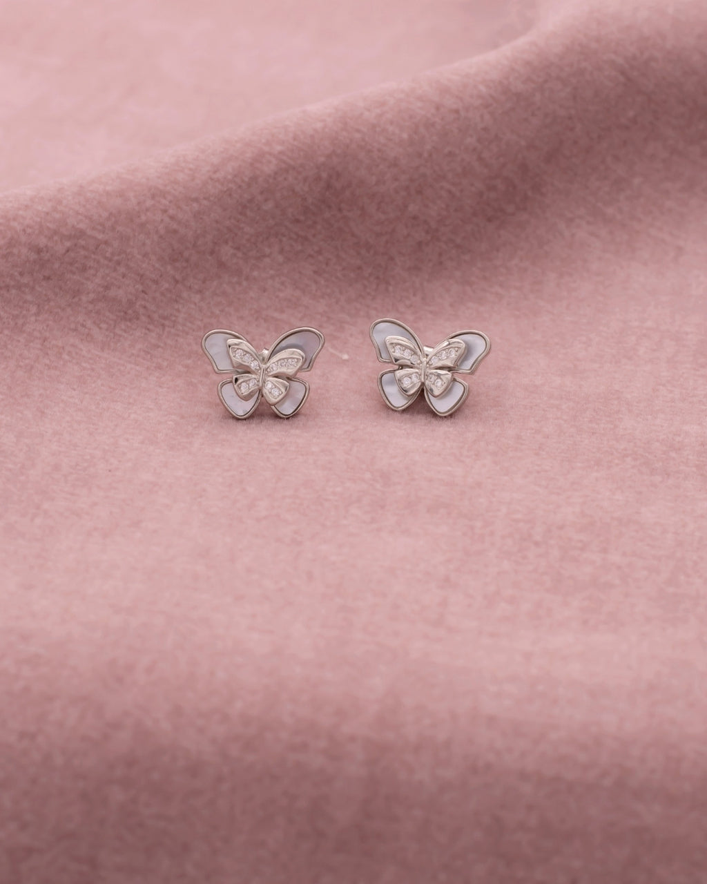 Silver Ethereal Butterfly Charm Earrings