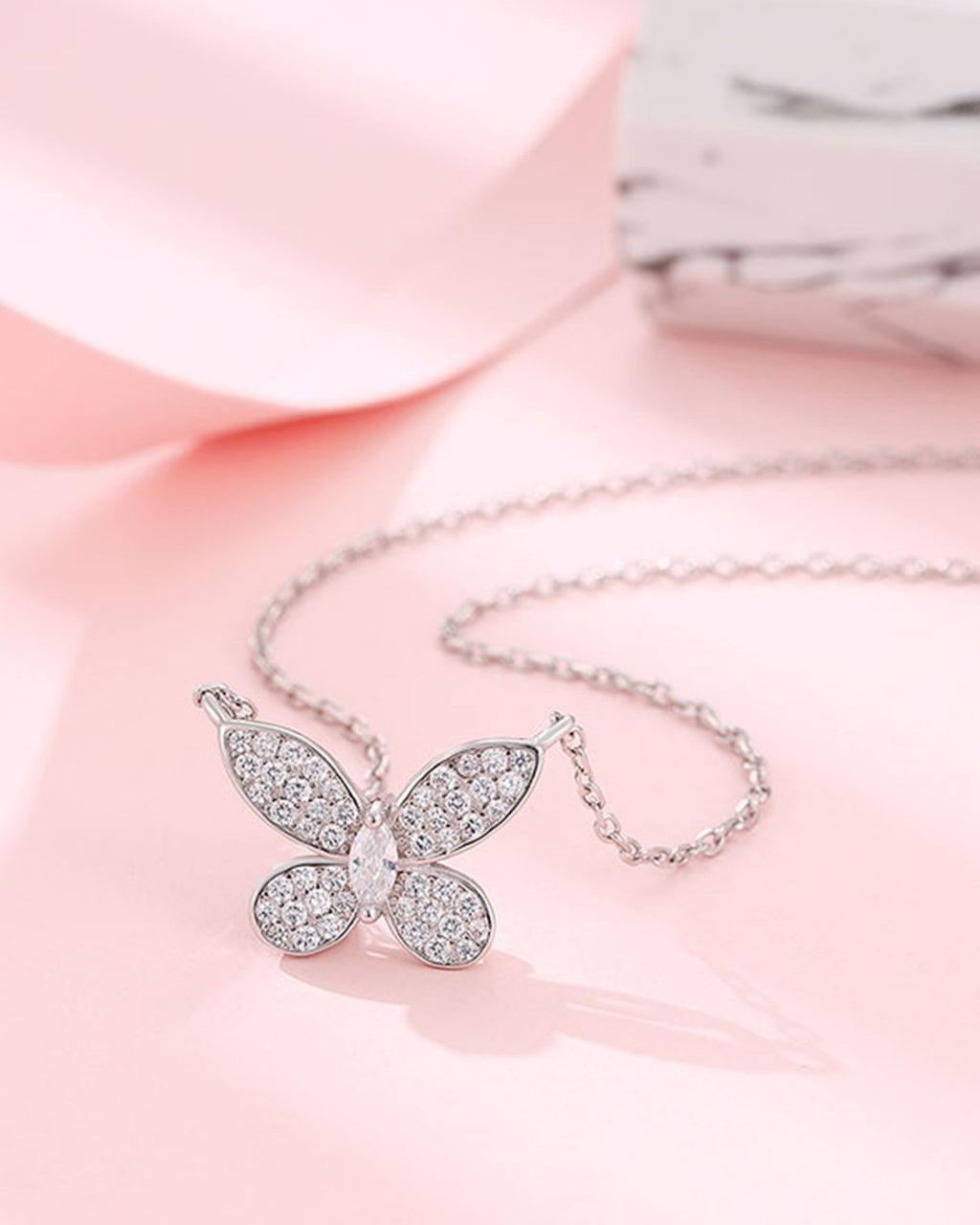 Silver Ethereal Butterfly Sparkle Pendant Necklace