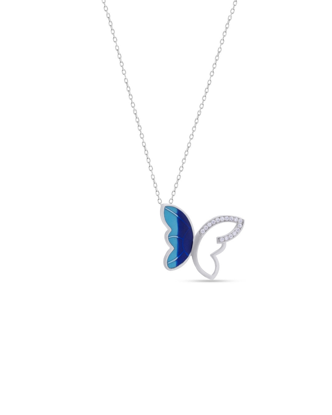 Silver Ethereal Flight Butterfly Pendant Necklace