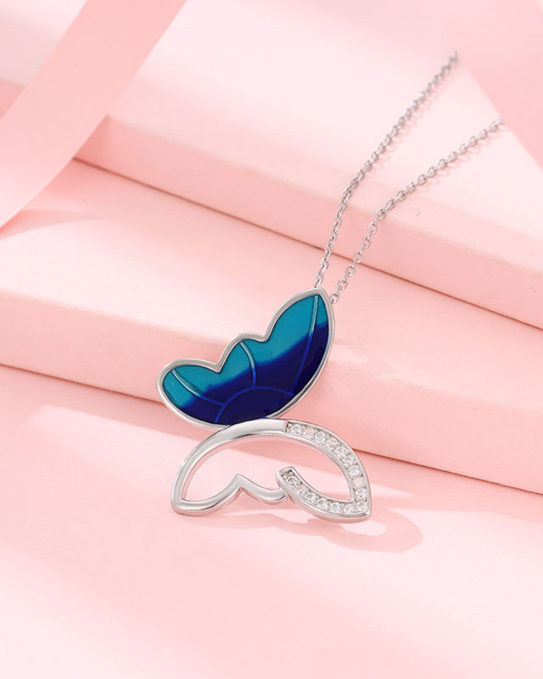 Silver Ethereal Flight Butterfly Pendant Necklace
