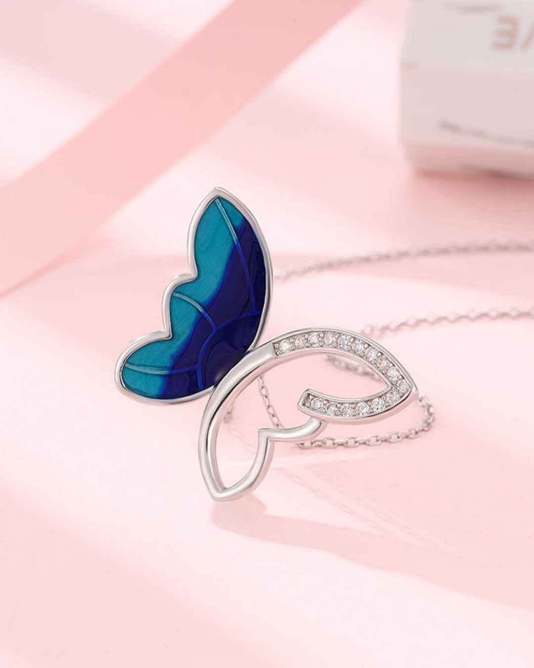 Silver Ethereal Flight Butterfly Pendant Necklace