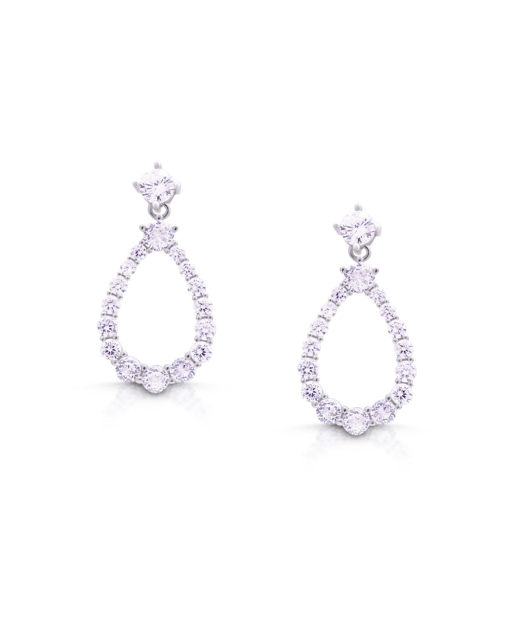 Silver Ethereal Teardrop Diamond Earrings