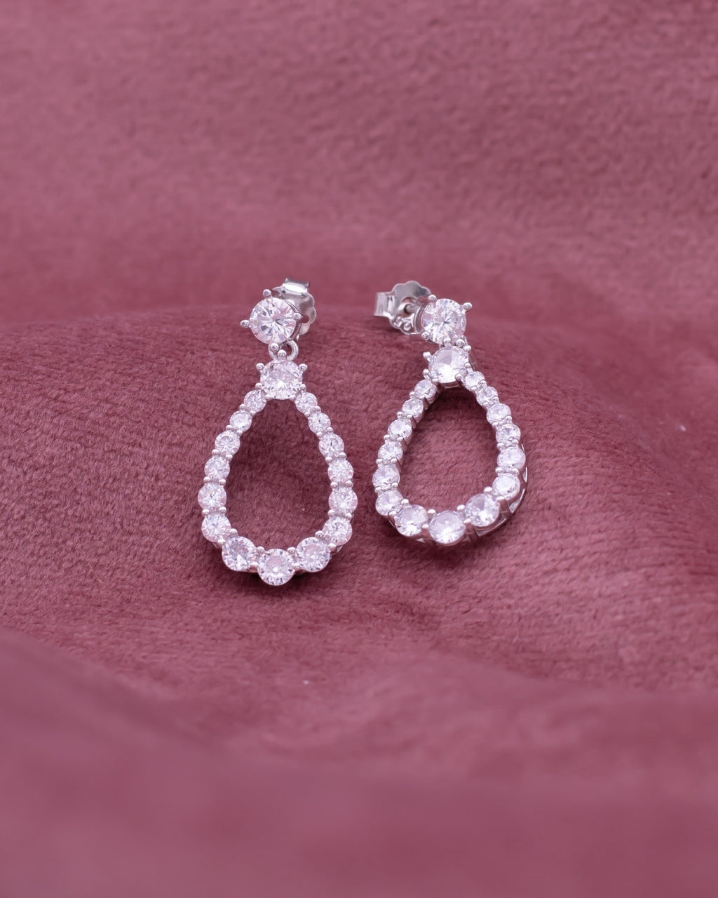 Silver Ethereal Teardrop Diamond Earrings