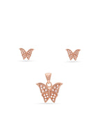 Silver Fluttering Elegance Rose Gold Pendant Set