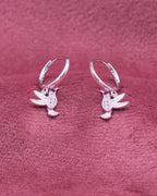 Silver Fluttering Grace Hummingbird Hoop Earrings