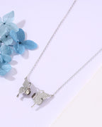 Silver Glittering Wings Butterfly Pendant Necklace