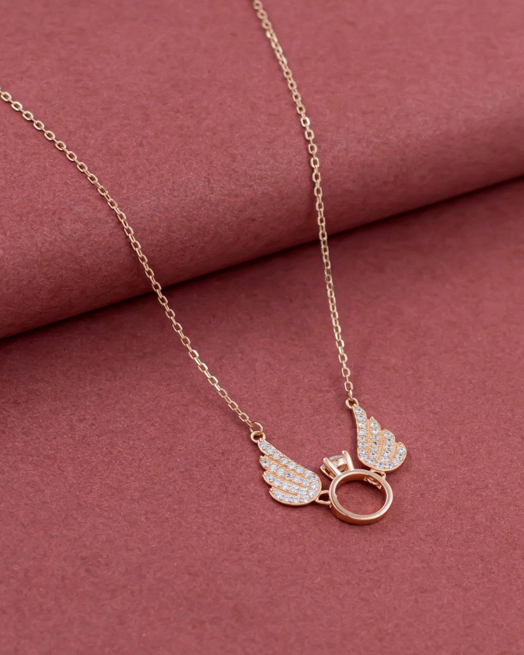 Silver Golden Angel Engagement Pendant Necklace