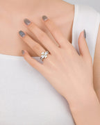 Silver Golden Blossom Stacked Ring