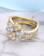 Silver Golden Blossom Stacked Ring
