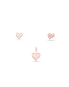 Silver Golden Glow Heart Pendant & Earrings Set