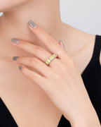 Silver Golden Radiance Gem Ring