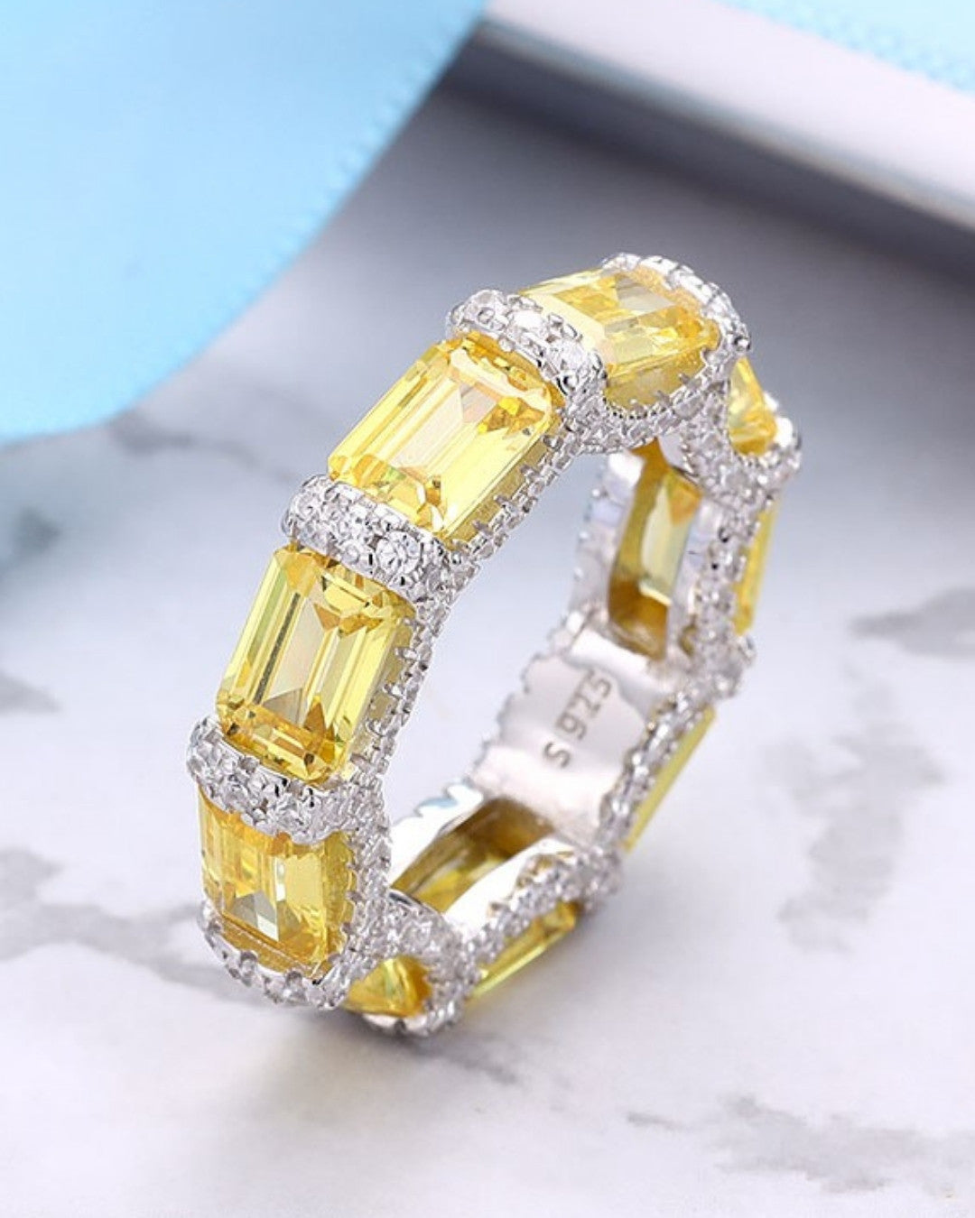 Silver Golden Radiance Gem Ring