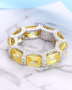 Silver Golden Radiance Gem Ring