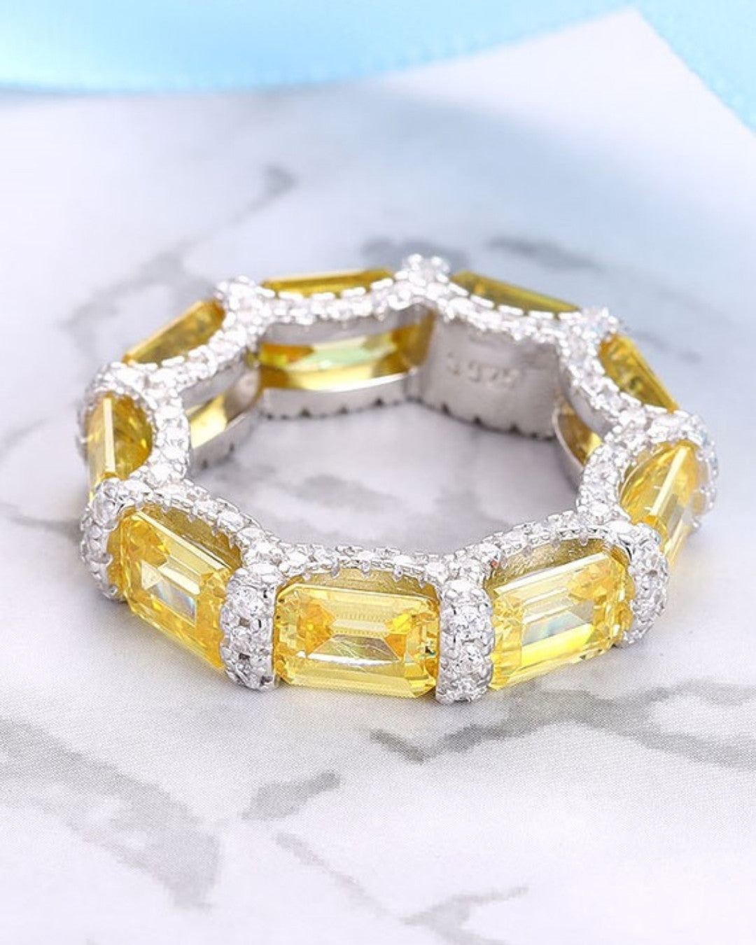 Silver Golden Radiance Gem Ring