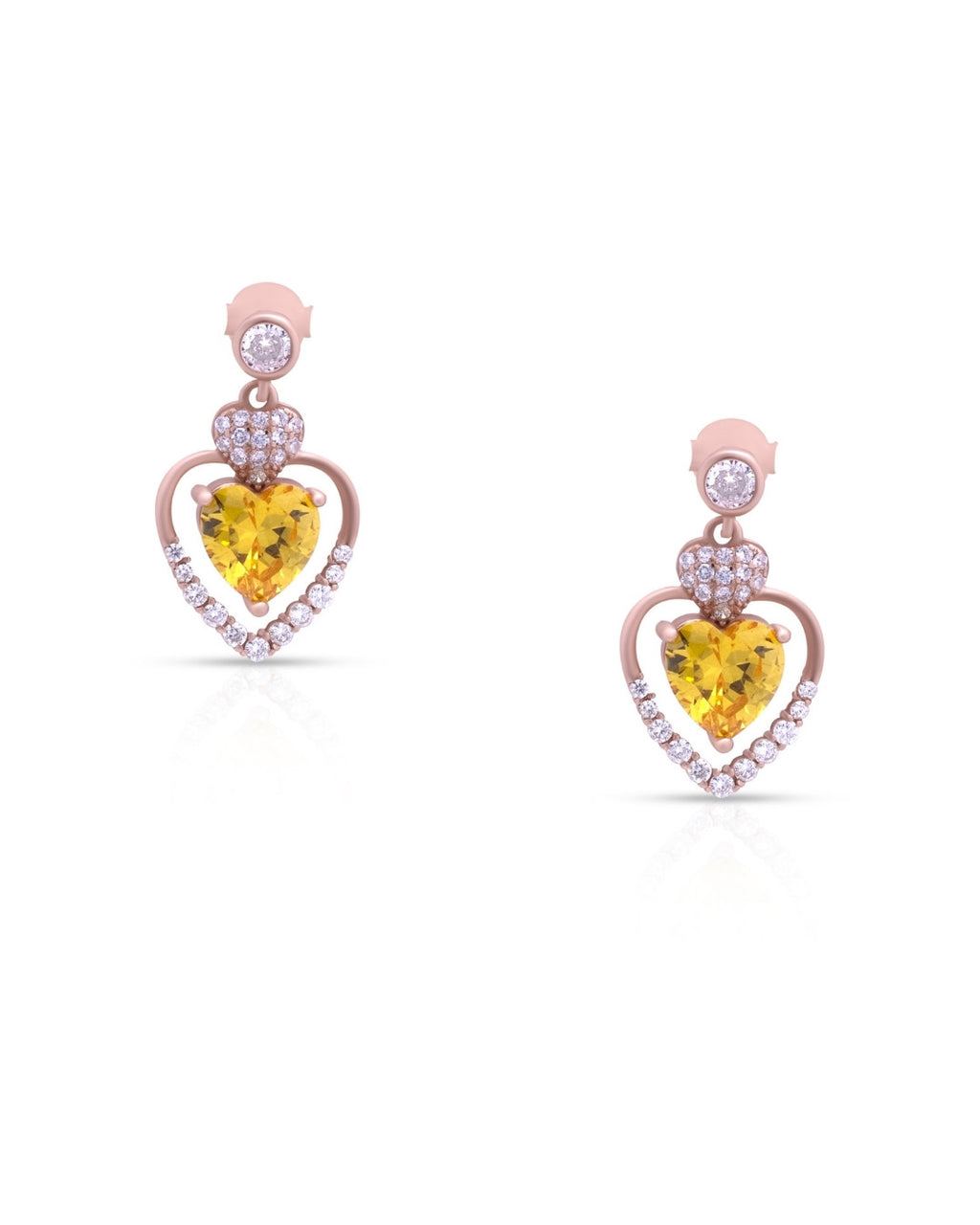 Silver Golden Radiance Heart Earrings
