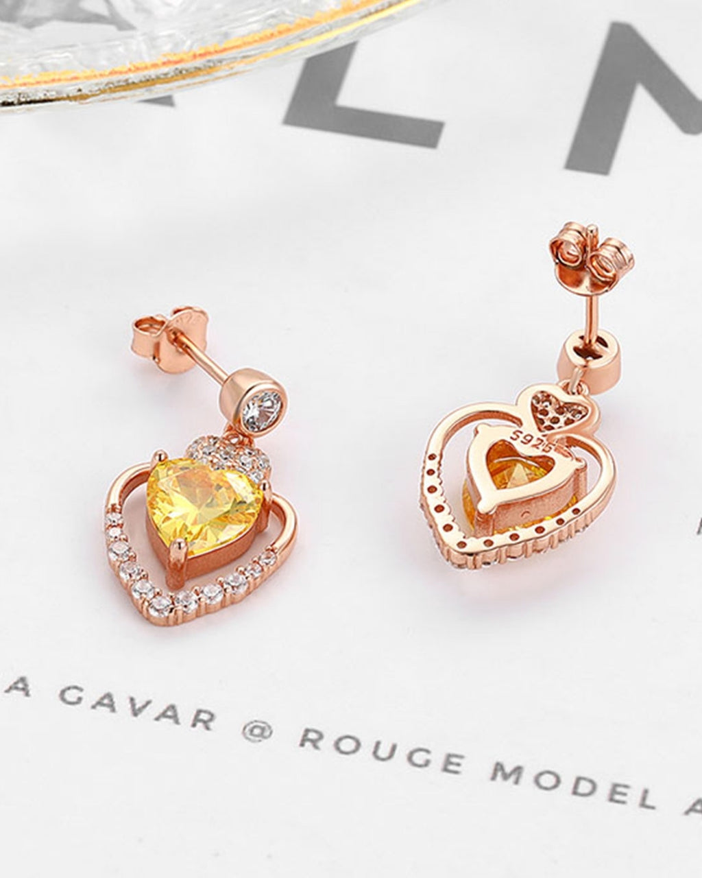 Silver Golden Radiance Heart Earrings