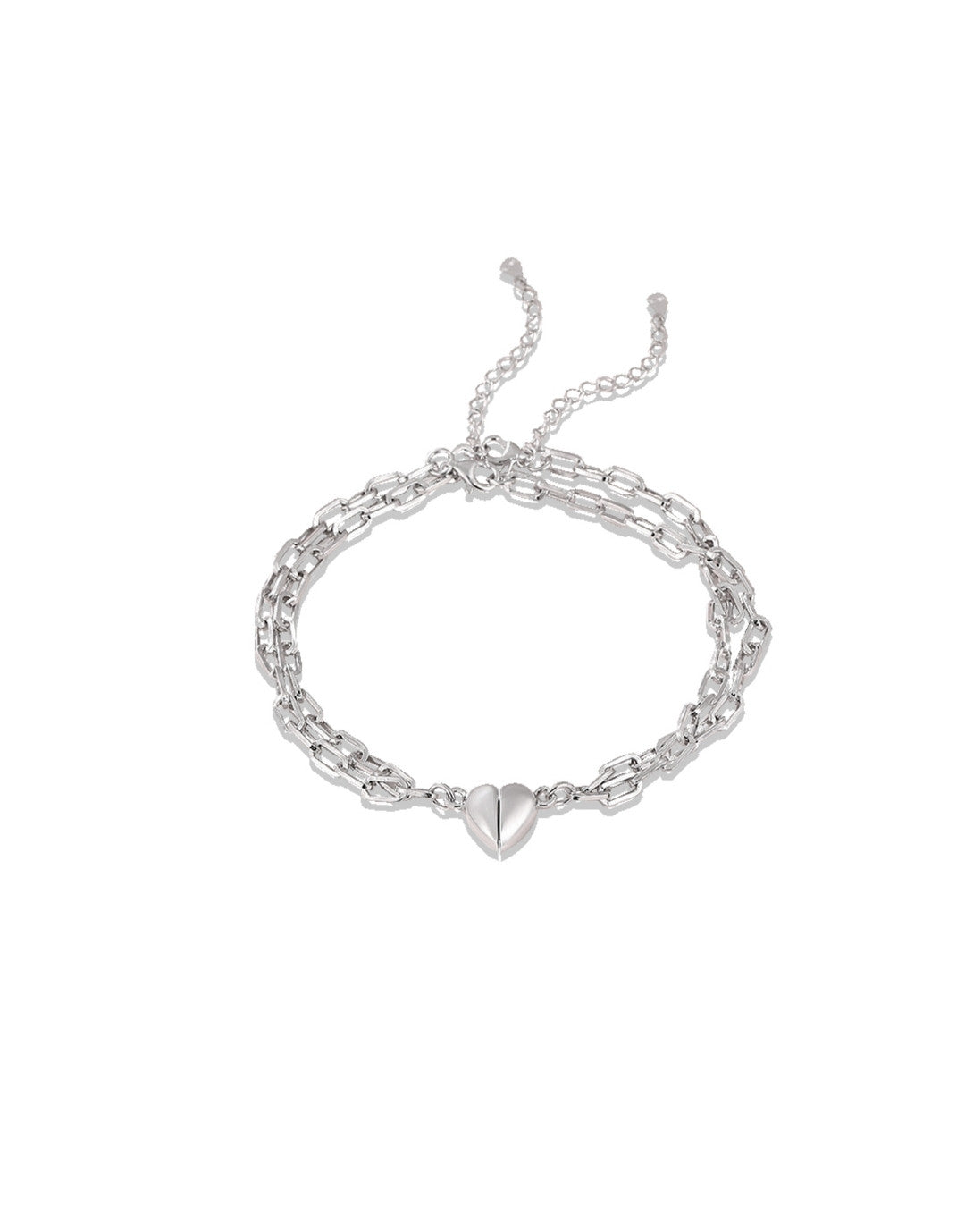 Silver Heart Chain Embrace Bracelet