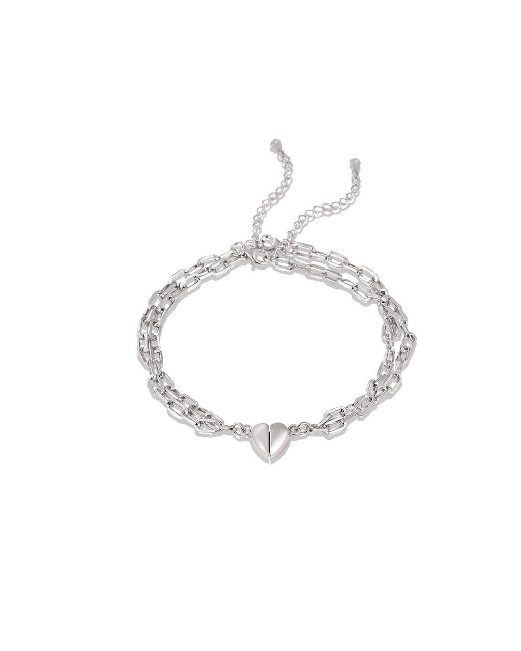 Silver Heart Chain Embrace Bracelet