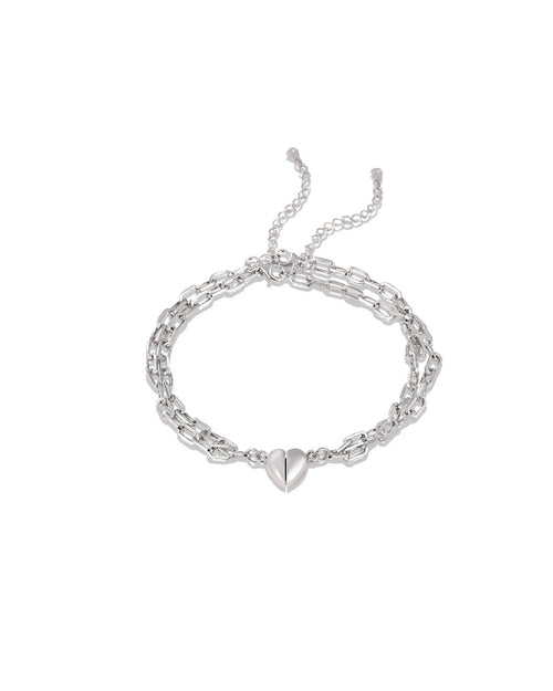 Silver Heart Chain Embrace Bracelet