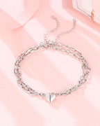 Silver Heart Chain Embrace Bracelet