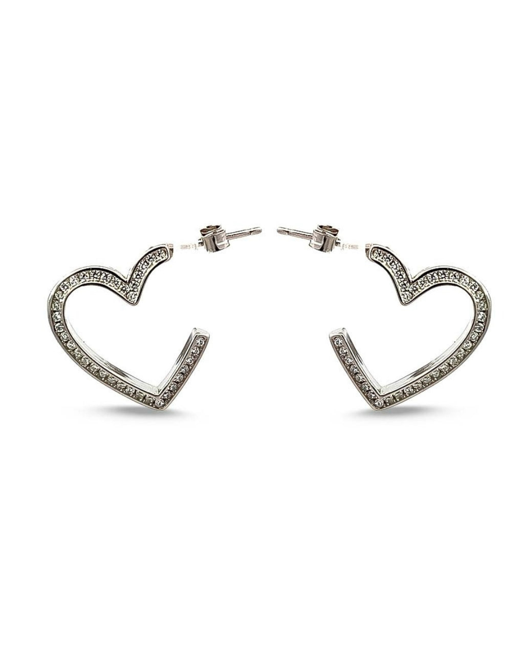 Silver Heart Spark Earrings