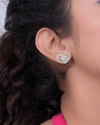 Silver Heartfelt Radiance Stud Earrings
