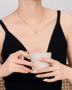 Silver Infinity Spark Crescent Pendant Necklace