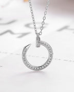 Silver Infinity Spark Crescent Pendant Necklace