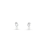 Silver Lucky Charm Pearl Stud Earrings