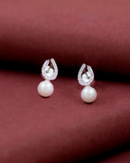 Silver Lucky Charm Pearl Stud Earrings