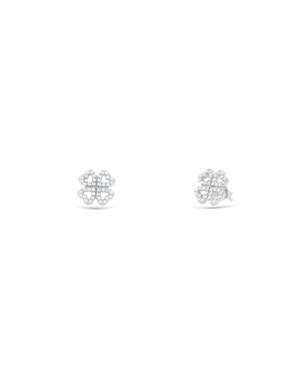 Silver Lucky Clover Sparkle Earrings