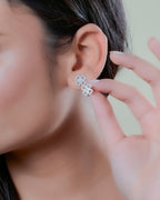 Silver Lucky Clover Sparkle Earrings