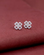 Silver Lucky Clover Sparkle Earrings