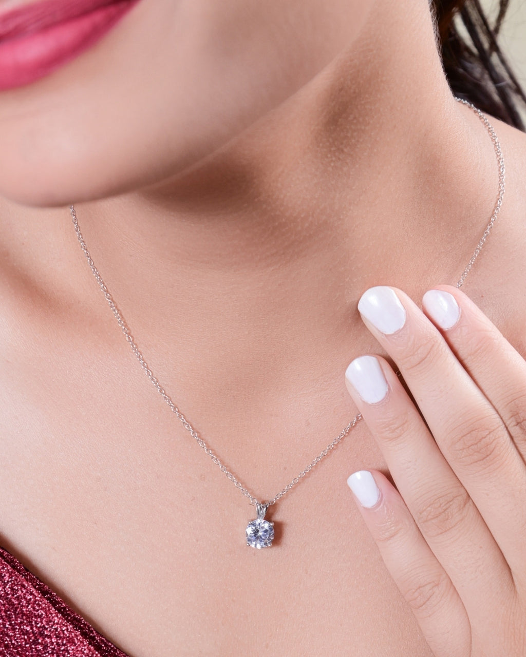 Silver Luminous Solitaire Pendant Necklace