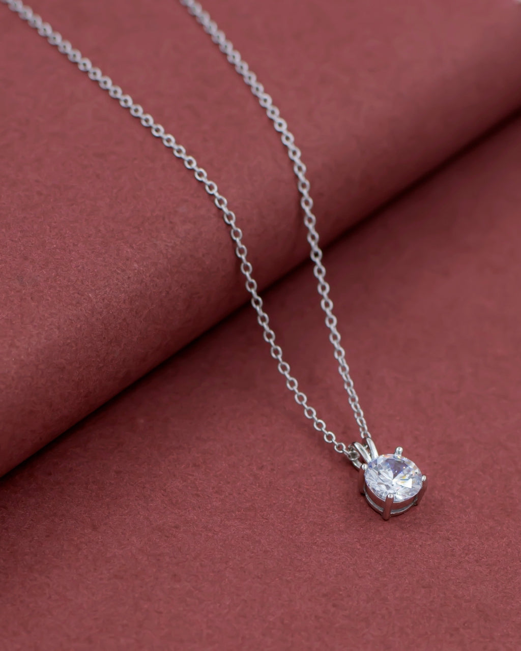Silver Luminous Solitaire Pendant Necklace