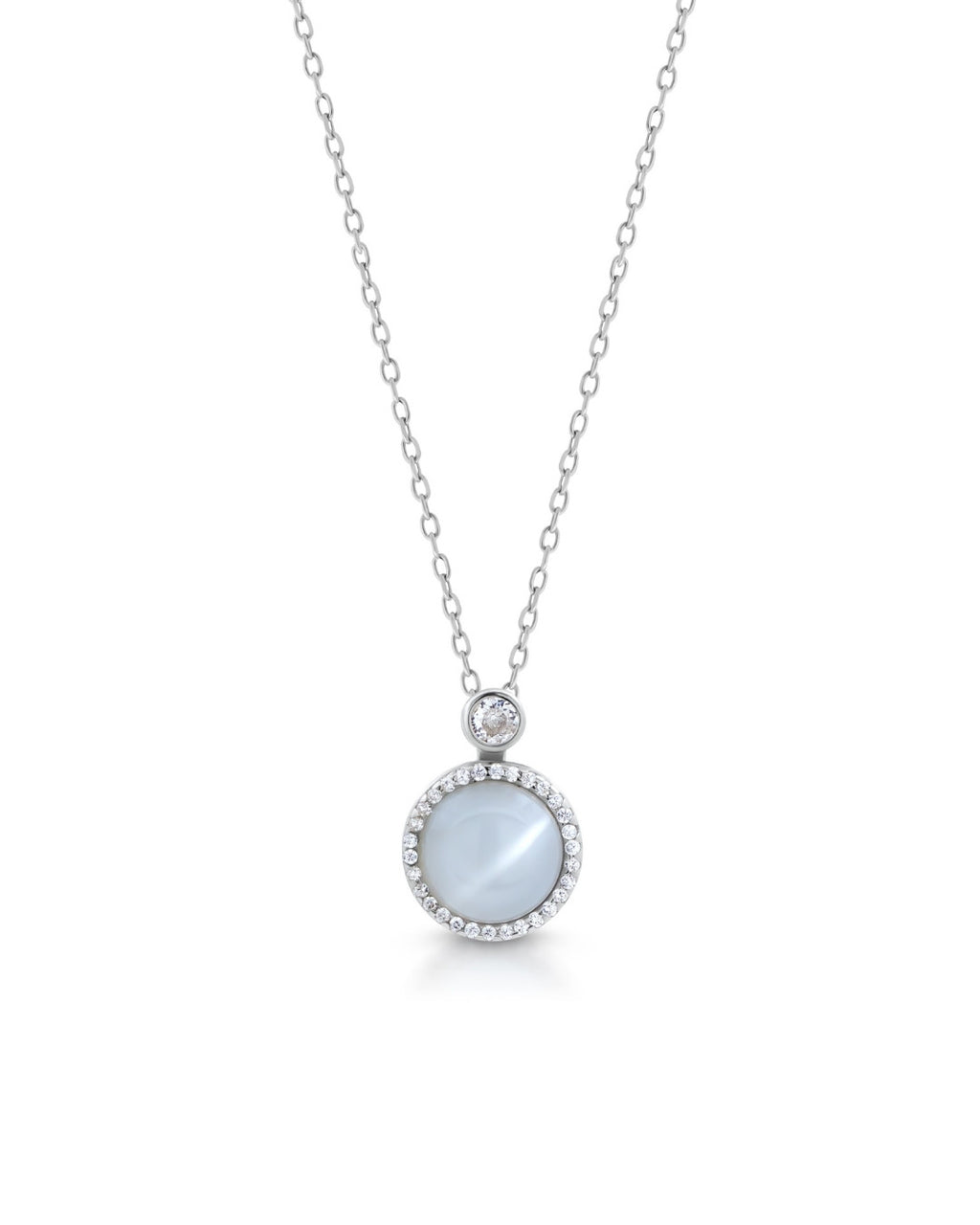 Silver Lunar Glow Pearl Pendant Necklace