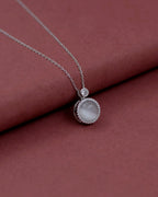 Silver Lunar Glow Pearl Pendant Necklace