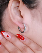 Silver Lustrous Curve Hoop Earrings