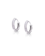 Silver Lustrous Diamond Hoop Earrings