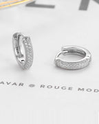 Silver Lustrous Diamond Hoop Earrings