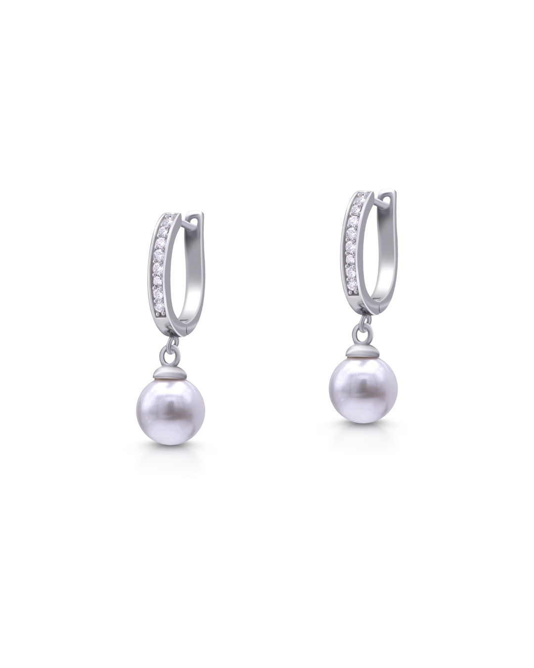 Silver Lustrous Pearl Drop Earrings