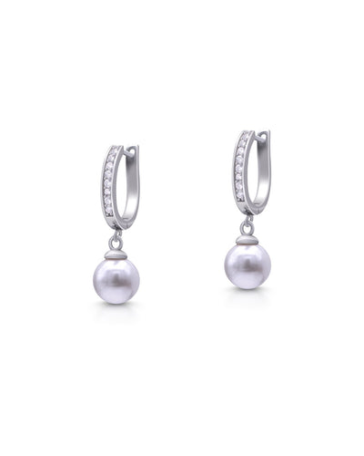 Silver Lustrous Pearl Drop Earrings