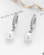 Silver Lustrous Pearl Drop Earrings