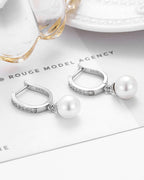 Silver Lustrous Pearl Drop Earrings