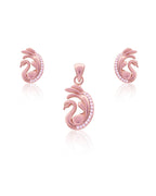 Silver Majestic Swan Rose Gold Pendant Set