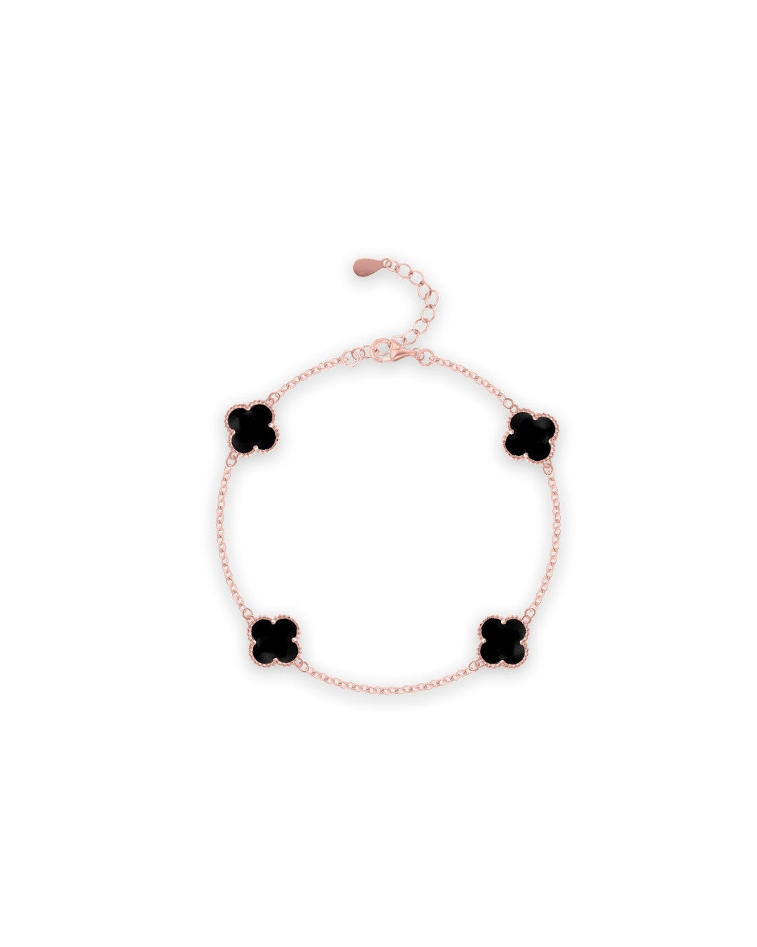 Silver Midnight Clover Bracelet